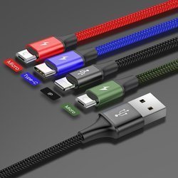 Baseus Fast 4-in-1 | Kabel 4w1 USB - Micro *2, Lightning, Type-C 1.2m 3.5A