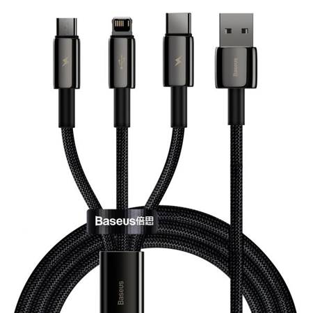 Baseus Thungsten Gold | Kabel 3w1 USB - Micro USB-C Lightning do iPhone 3.5A 